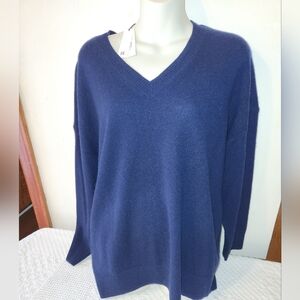 Banana Republic Navy V-neck Cashmere Oversized Sweater Small
